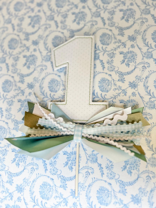 Cake Topper in Blue Bitty Dot