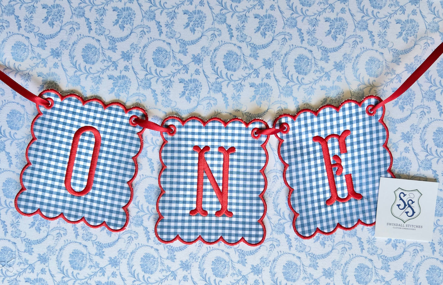 Birthday Banner in Blue Gingham