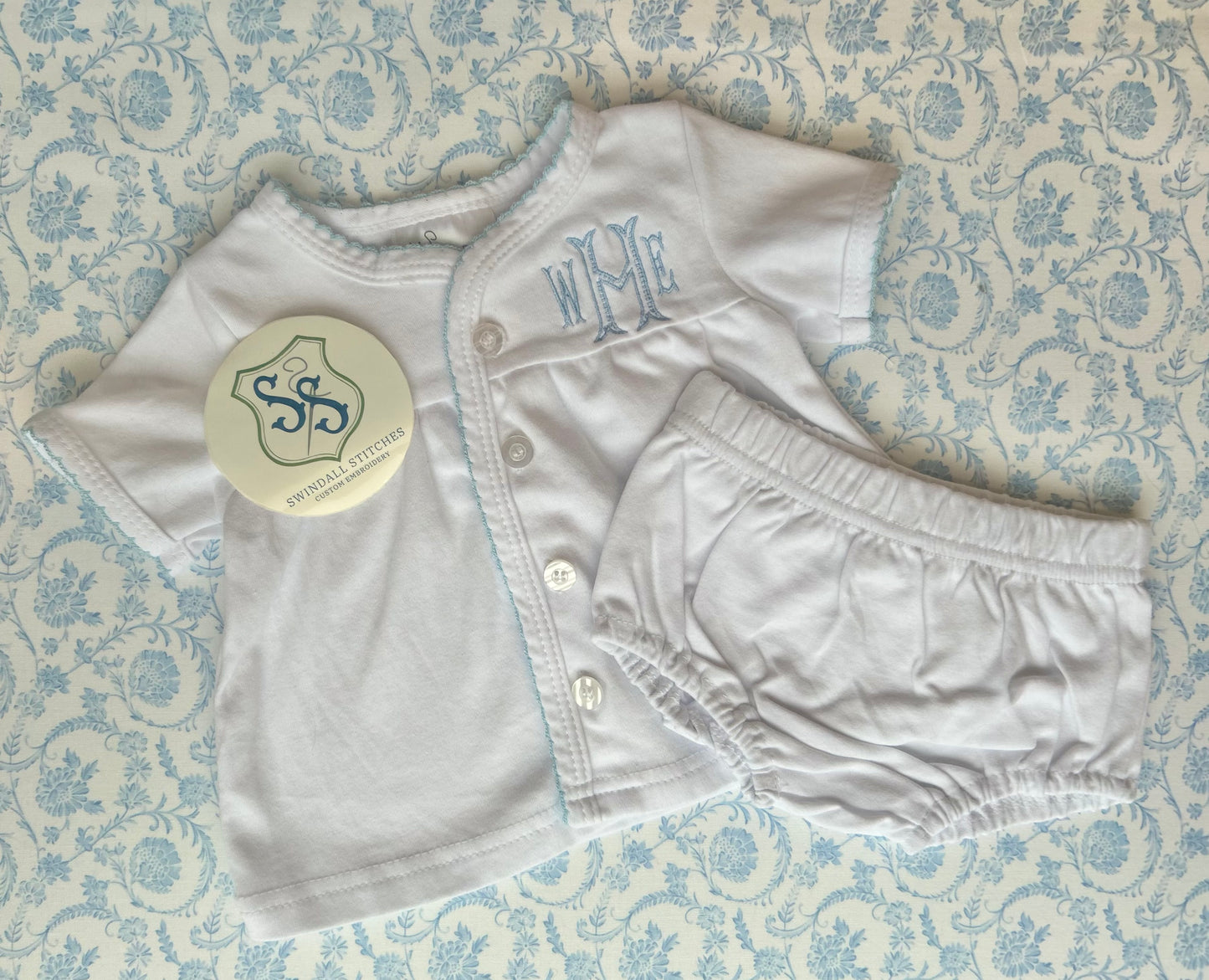 Picot Trim Diaper Set