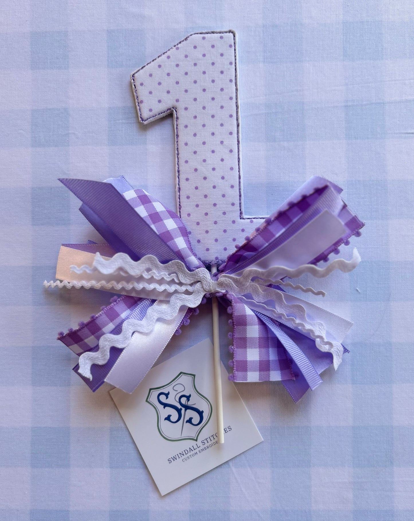 Cake Topper in Purple Bitty Dot