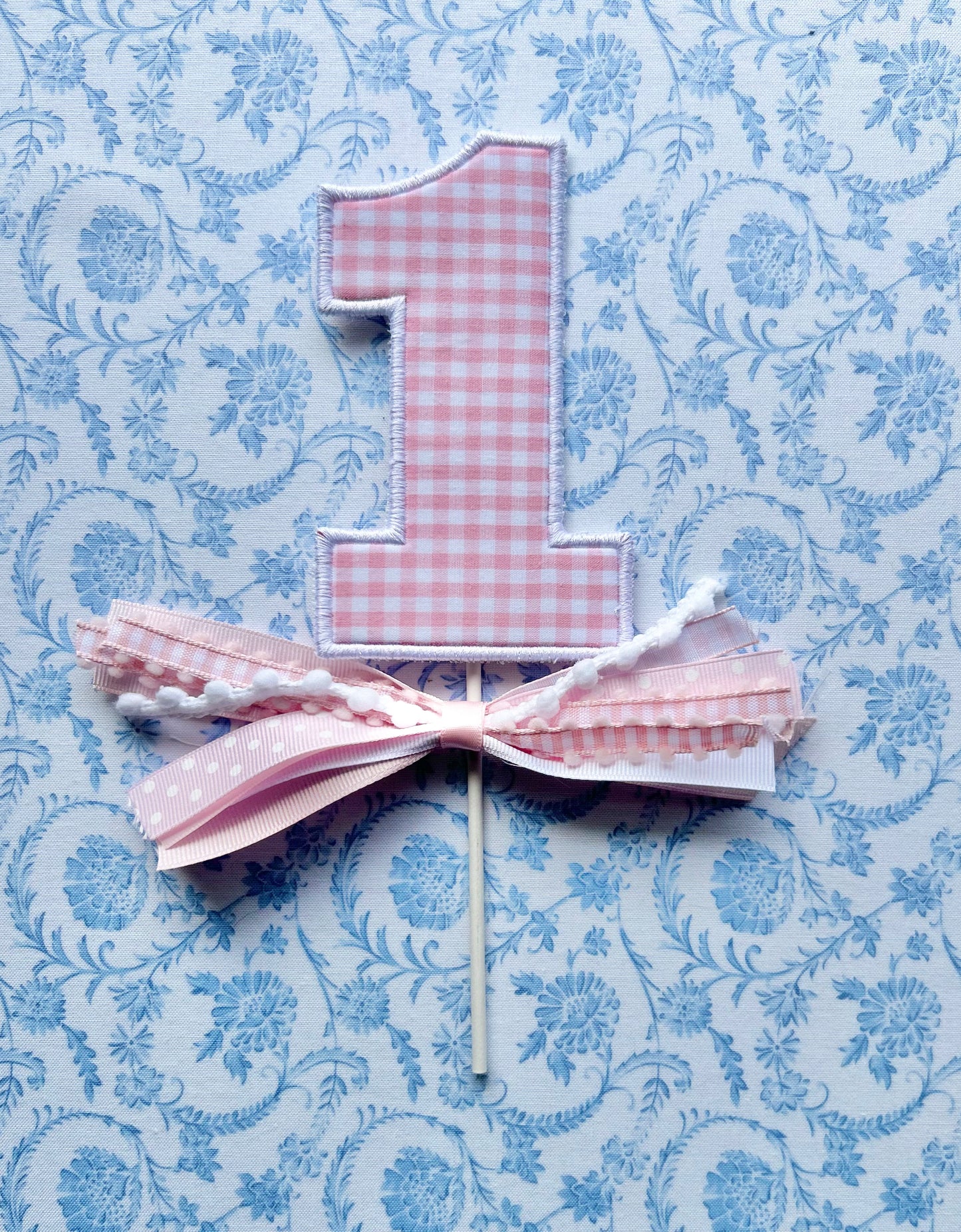 Cake Topper in Pink Gingham