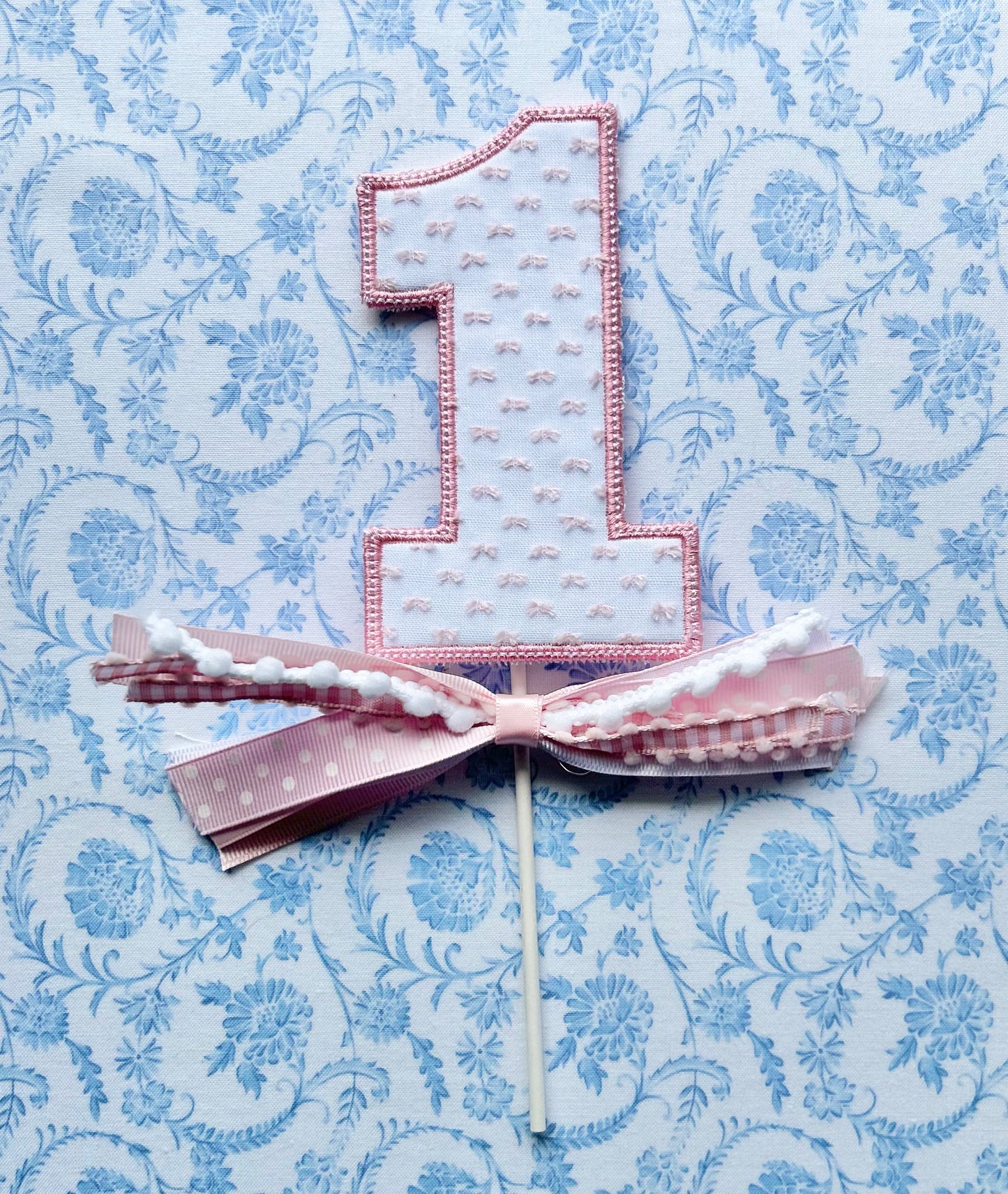 Cake Topper in Pink Swiss Dot