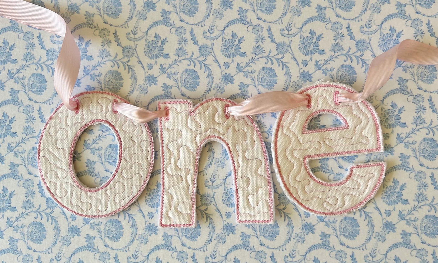 First Birthday Banner Embroidered 'one'