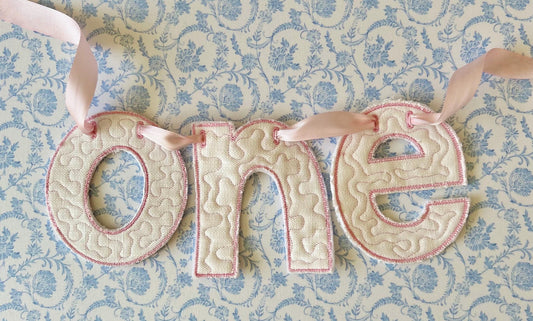 First Birthday Banner Embroidered 'one'