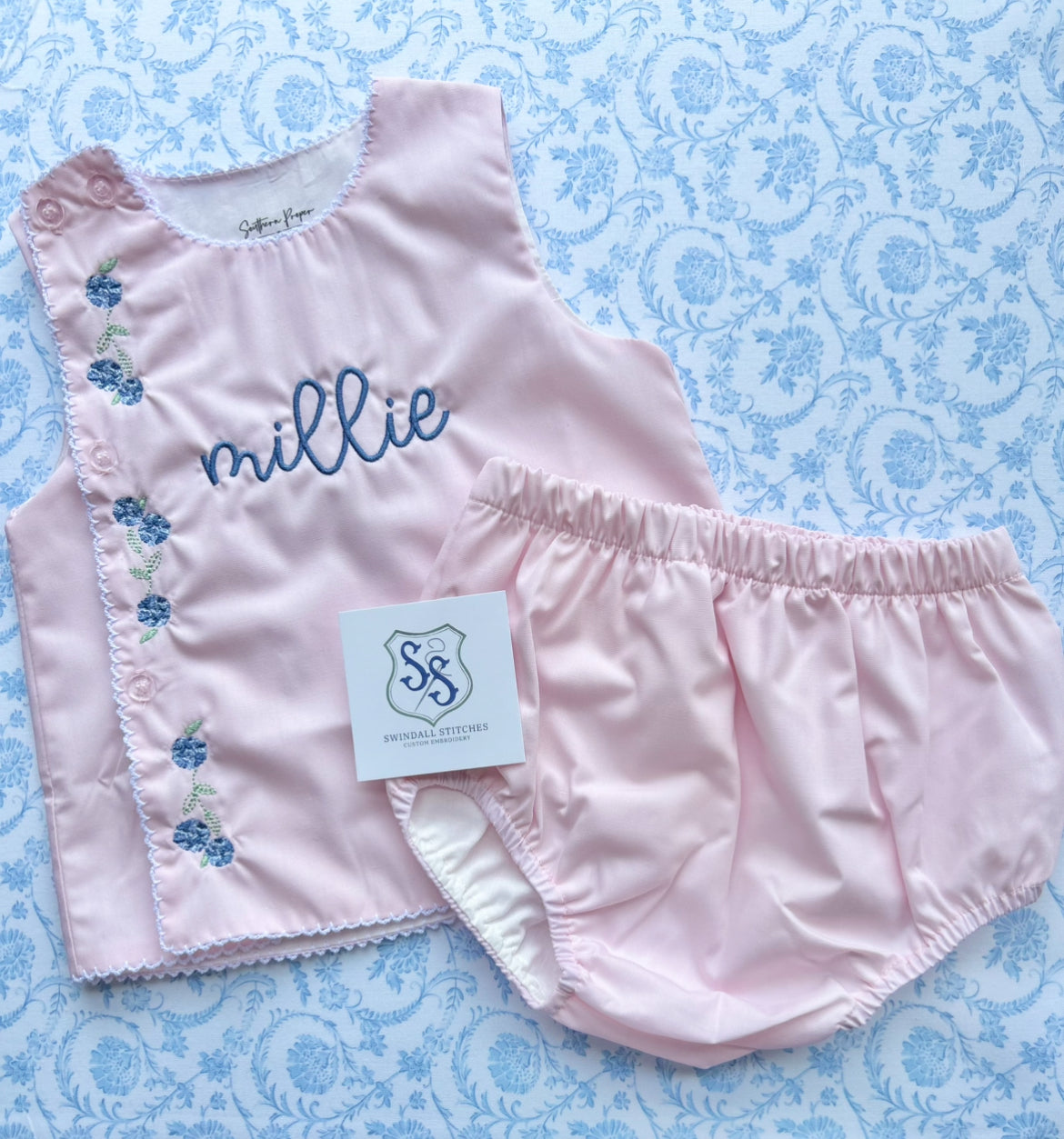 Two-Piece Picot Trim Diaper Set
