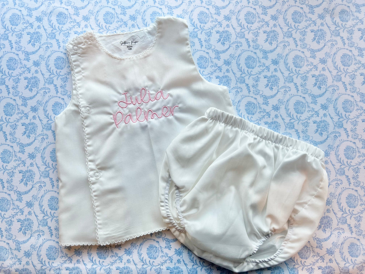 Two-Piece Picot Trim Diaper Set