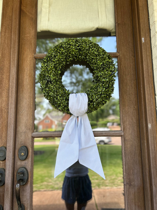 Blue Seersucker Wreath Sash