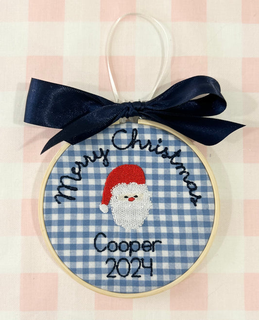 Blue Gingham "Merry Christmas"