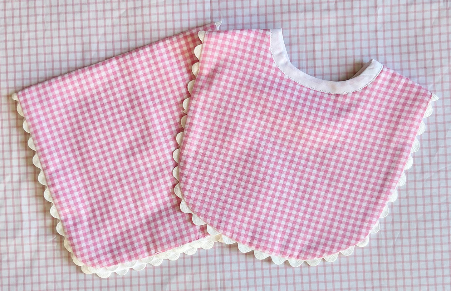 Gingham Bib & Burp Set