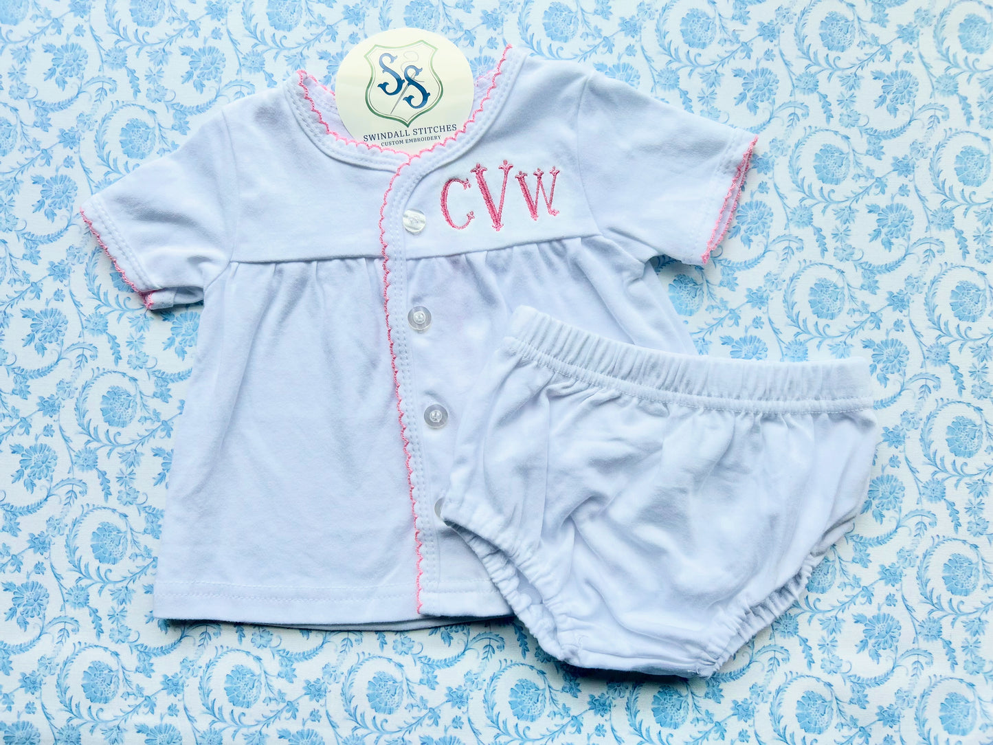 Picot Trim Diaper Set