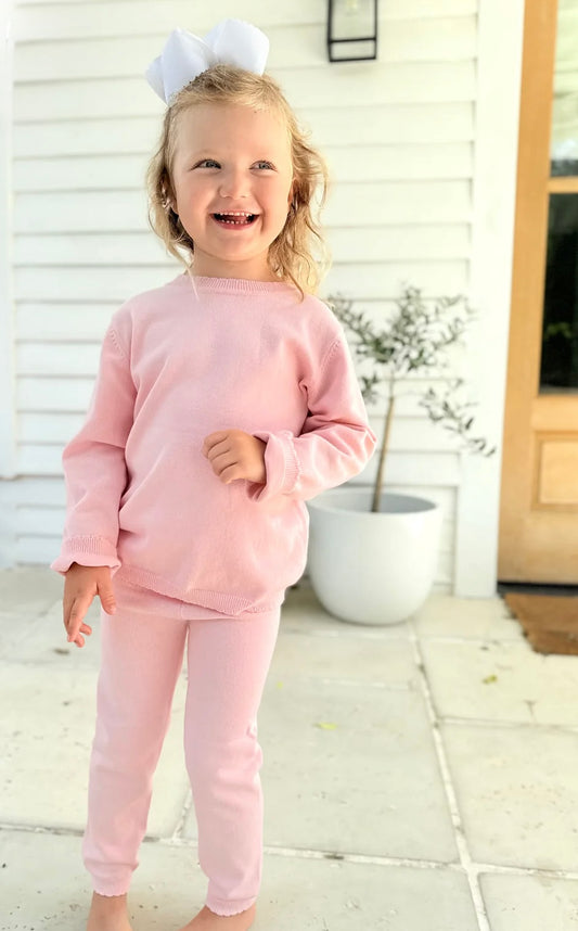 Knit Scallop Trim Sweater Set