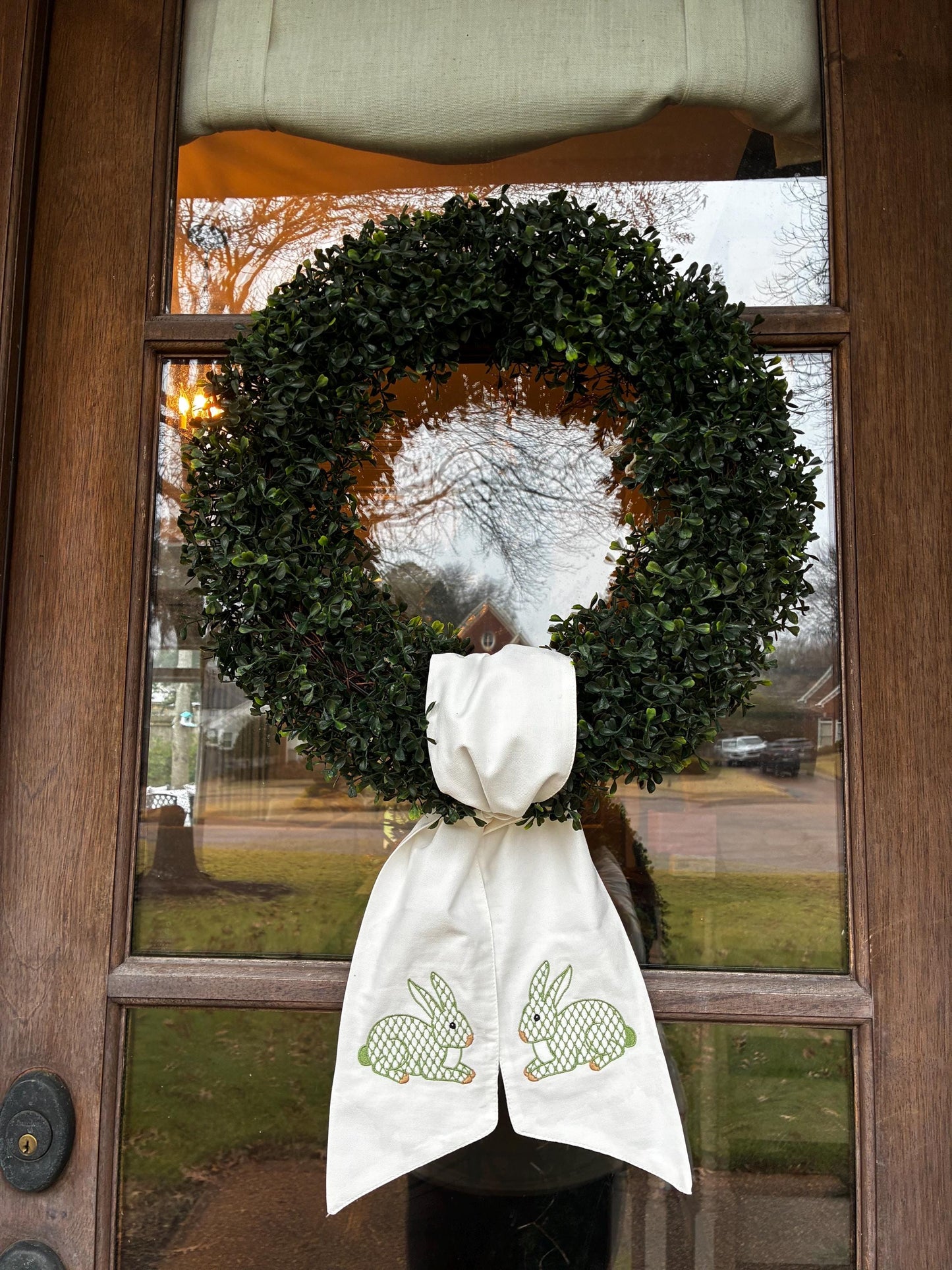 Wreath Sash Embroidered Easter Bunny