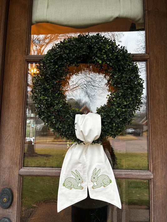 Wreath Sash Embroidered Easter Bunny
