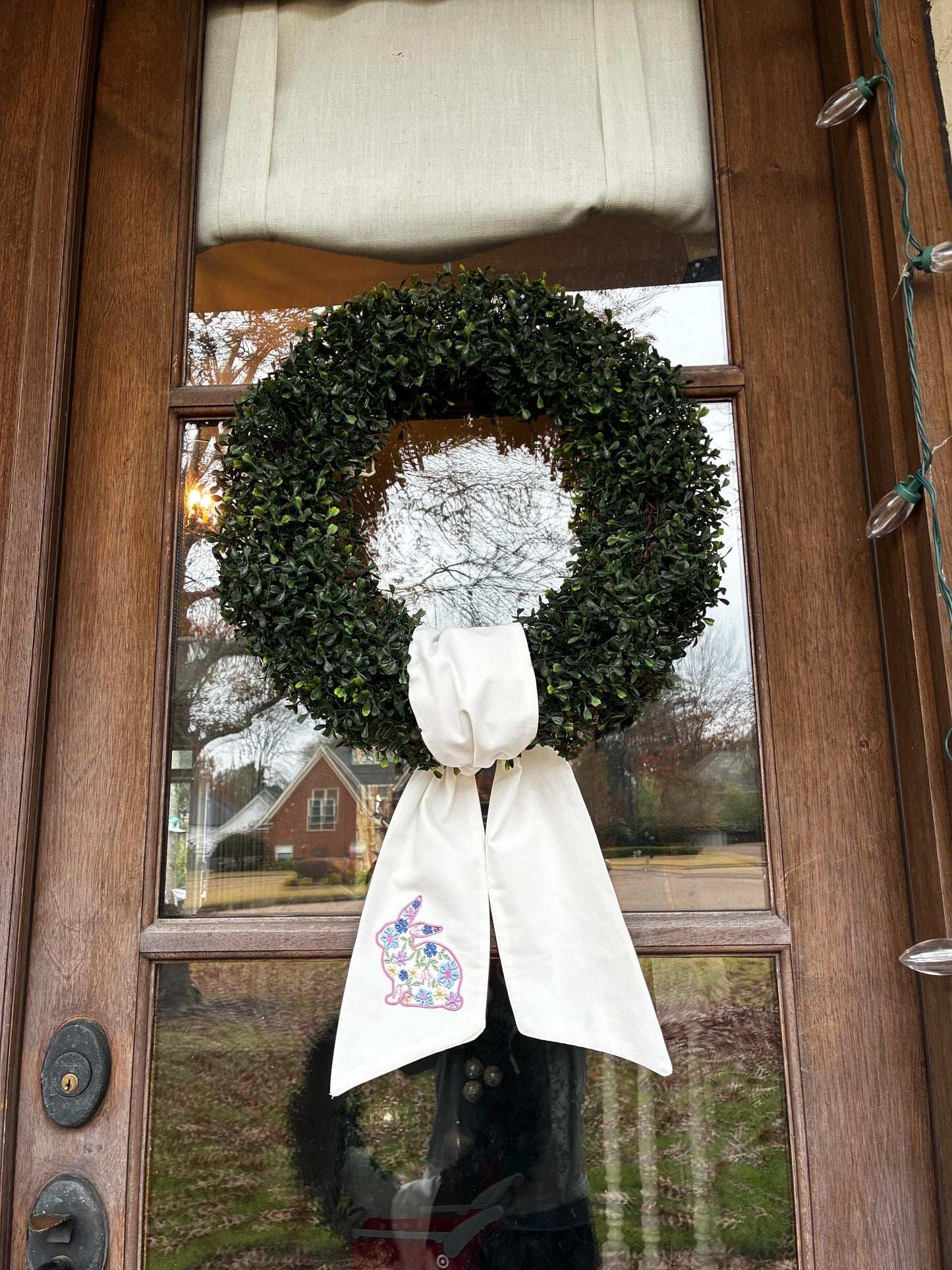 Wreath Sash Embroidered Floral Bunny