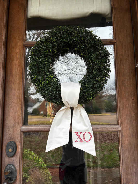 Wreath Sash Embroidered Valentine Chic XO