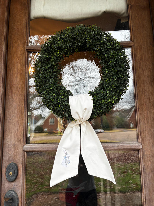Wreath Sash Embroidered Vintage Easter Bunny