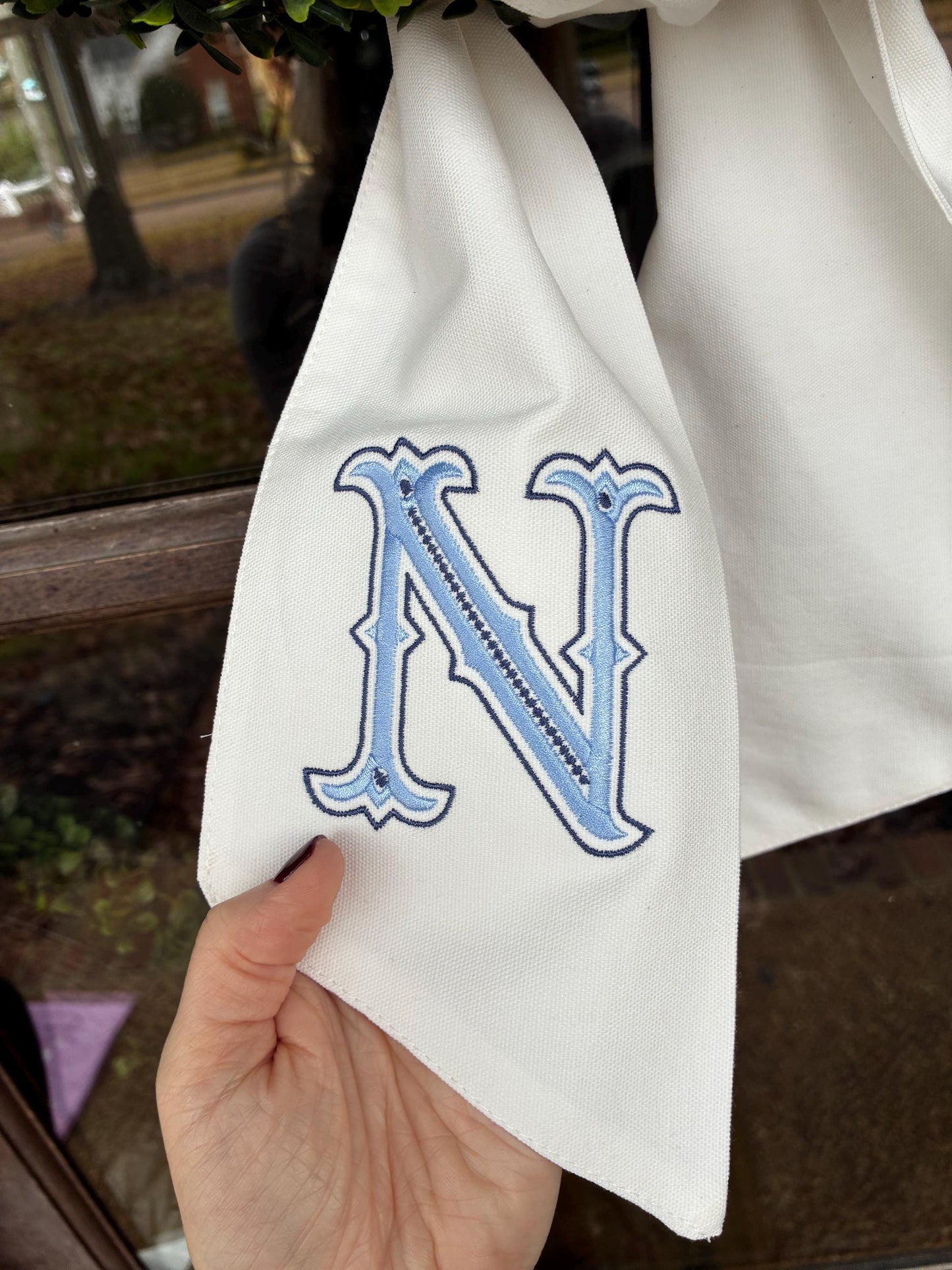 Wreath Sash Embroidered Fancy Letter Monogram