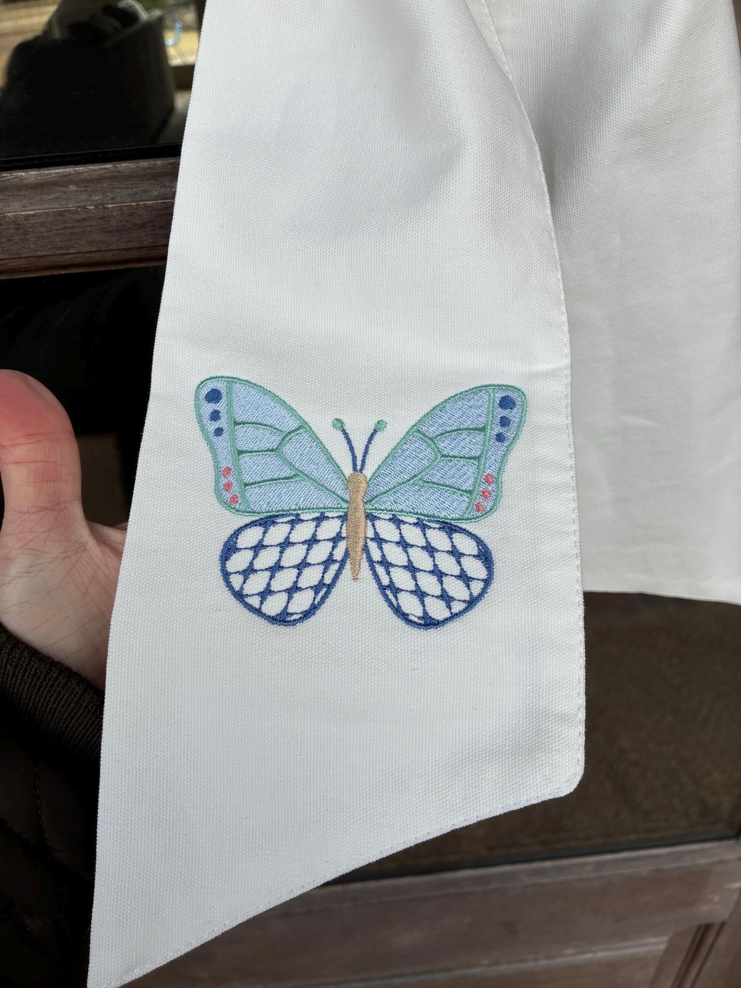 Wreath Sash Embroidered Spring Butterfly