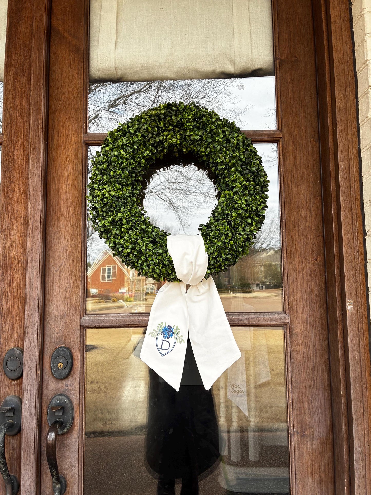 Wreath Sash Embroidered Spring Hydrangea Crest
